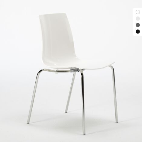 Sedie bar cucina gambe acciaio impilabile Lollipop Grand Soleil - Bianco