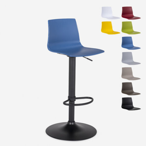 Sgabello cucina bar design base nero opaco regolabile Grand Soleil Imola Matt - Blu