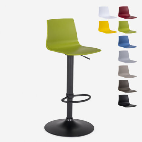 Sgabello cucina bar design base nero opaco regolabile Grand Soleil Imola Matt - Verde Anice