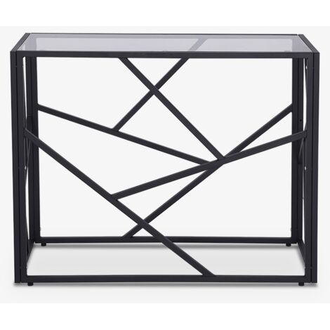 Consolle da ingresso design moderno 100x40x78cm con piano in vetro Kevin - Nero