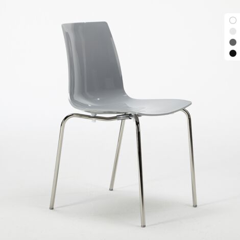Sedie bar cucina gambe acciaio impilabile Lollipop Grand Soleil - Grigio