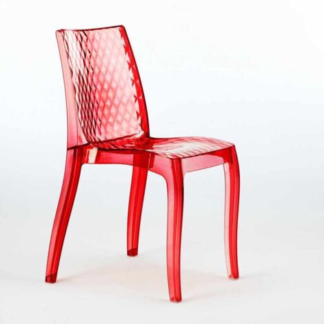 Sedie cucina e bar policarbonato trasparente impilabile Hypnotic Grand Soleil - Trasparente Rosso