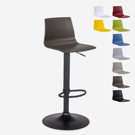 Sgabello cucina bar design base nero opaco regolabile Grand Soleil Imola Matt - Marrone