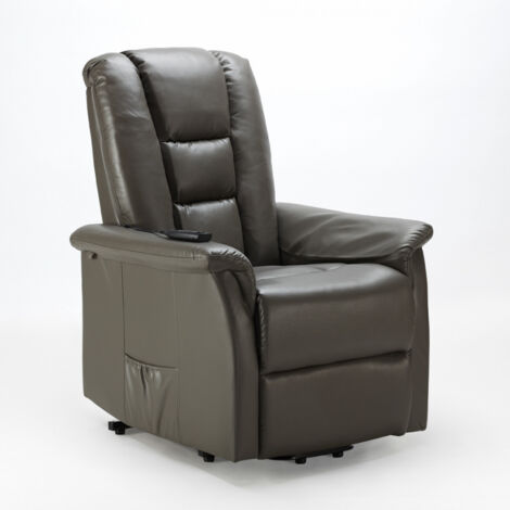 Poltrona relax reclinabile sistema alzapersona in similpelle design Joanna Fix - Grigio