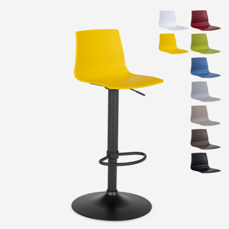 Sgabello cucina bar design base nero opaco regolabile Grand Soleil Imola Matt - Giallo