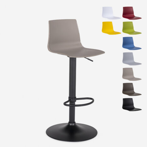Sgabello cucina bar design base nero opaco regolabile Grand Soleil Imola Matt - Beige Juta