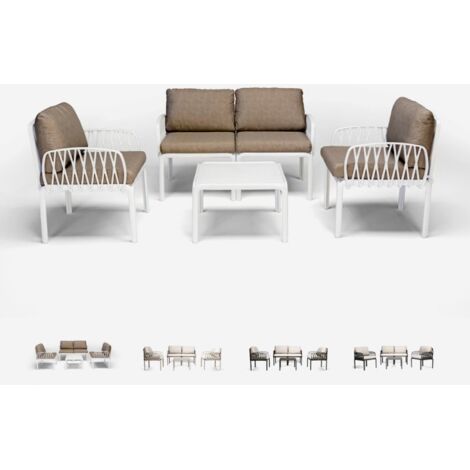 Salotto esterno divano tavolino 2 poltrone Portofino Grand Soleil - Bianco