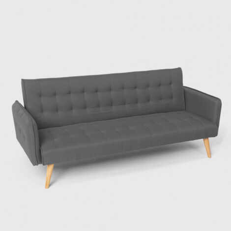 Divano letto clic clac 3 posti in tessuto reclinabile design nordico Malibu - Grigio Scuro