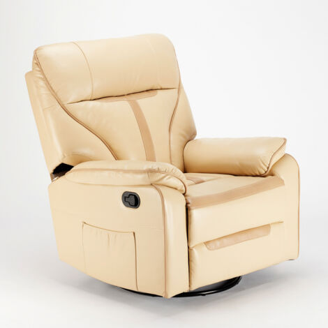 Poltrona Relax Reclinabile Dondolo Poggiapiedi Rotazione 360 Sissi - Beige