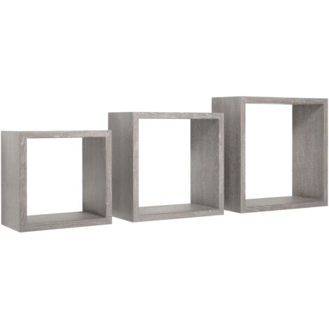 Set 3 cubi mensole parete rovere grigio nuovo scaffale salotto soggiorno camera Incubo (1/4)
