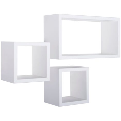 Mensola cubo 3 pz scaffale salotto bianco soggiorno camera moderno Tribù (1/4)