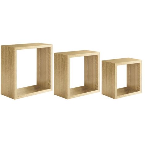 Set 3 cubi mensole parete rovere scaffale salotto soggiorno camera Incubo Slim (1/4)