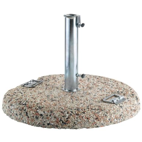 Base per ombrellone peso da 50kg tubo da 55mm, in graniglietto con maniglie in acciaio inox zincato