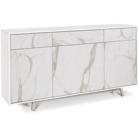 Madia tre ante tre cassetti Bianco Ossido Marmo 164x41x h92 cm
