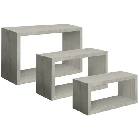 Set 3 mensole rettangolari parete grigio nuovo scaffale salotto soggiorno camera Trittico