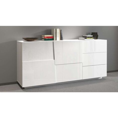 Web Furniture Madia Pongo Sideboard 180 Bianco Laccato - 180x44x86 cm - Mobile Contenitore Moderno (1/5)