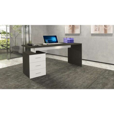 Scrivania ufficio moderna 3 cassetti 160x60x75cm New Selina Basic - Nero - Bianco (1/5)