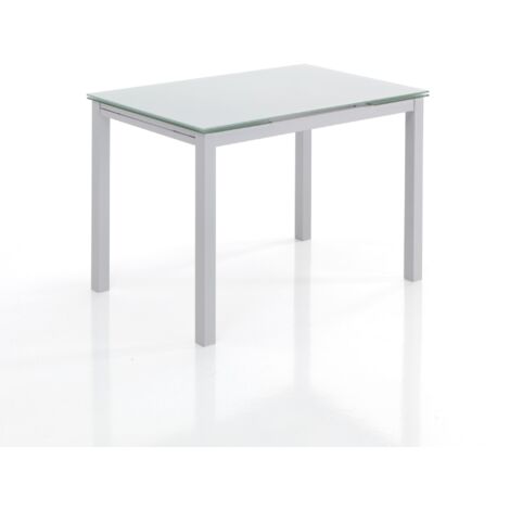 Tavolo allungabile in vetro temprato bianco cm. H.76 x L.110 x P.70