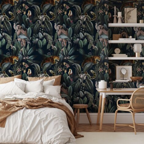 Carta da parati camera da letto floreale jungle Giungla Botanica