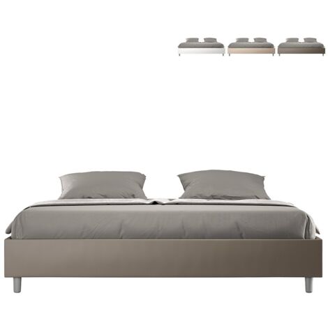 Letto Matrimoniale King size rivestito in Similpelle - AZELIA - Colore: Cappuccino - Dimensione Rete: 180x200 - Tipologia Letto: Con Rete (1/5)