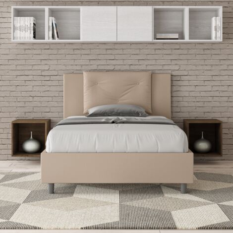 Letto contenitore francese 120x190 piazza e mezza imbottito Appia P - Beige (1/5)
