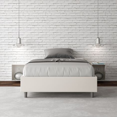 Letto una piazza e mezza contenitore imbottito 120x200 similpelle bianco Azelia (1/5)