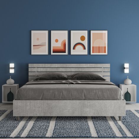 Letto moderno grigio matrimoniale contenitore 160x190cm Ankel Nod Concrete (1/5)