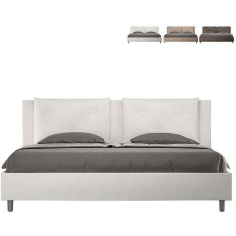 Letto Matrimoniale King size rivestito in Similpelle - APPIA - Tipologia Letto: Con Rete - Colore: Bianco - Dimensione Rete: 180x200 (1/5)