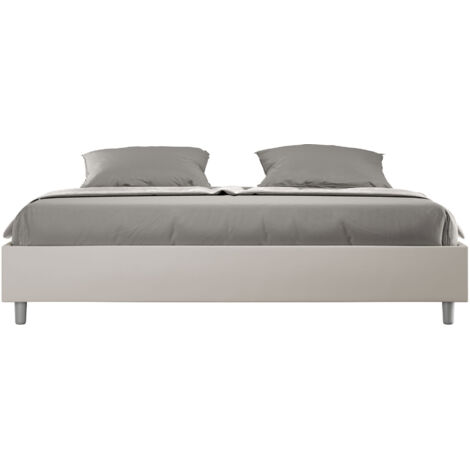 Letto Matrimoniale King size rivestito in Similpelle - AZELIA - Tipologia Letto: Con Rete e Contenitore - Dimensione Rete: 180x200 - Colore: Tortora (1/5)