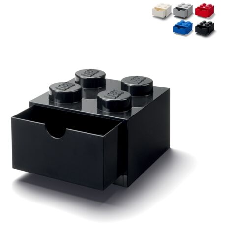 Contenitore portaoggetti con cassetto LEGO Desk Drawer 4 bottoncini - Nero (1/3)