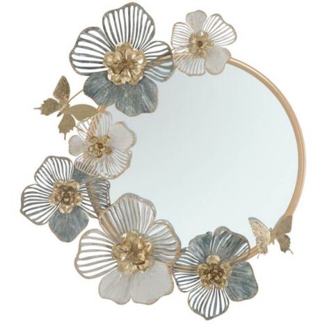 Specchio rotondo da parete con decorazioni floreali 3D Amy (1/5)