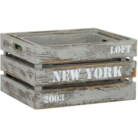 Set 3 cassette in legno decorative industriali Théa (1/2)