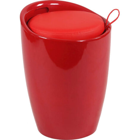 Sgabello pouf contenitore in ABS con seduta in ecopelle 36x36x50 cm Style - Red