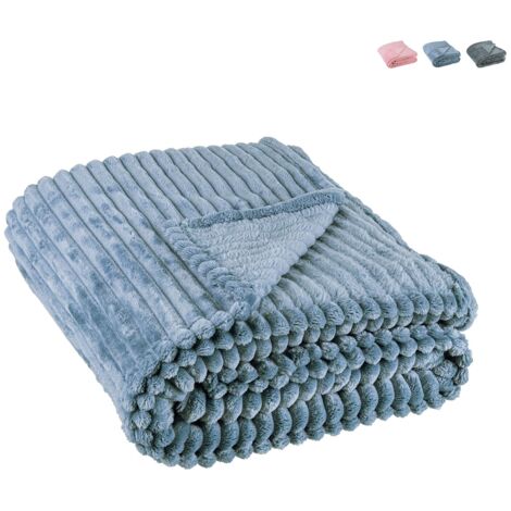 Plaid coperta 150x200cm in poliestere per salotto e camera Rachele YES - Azzurro (1/4)