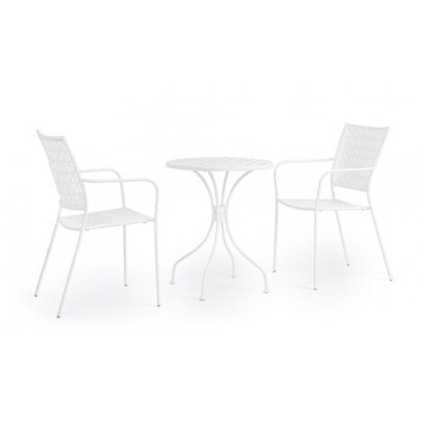 Tavolo da giardino rotondo 60cm vintage shabby chic Lizette YES - Bianco (1/5)