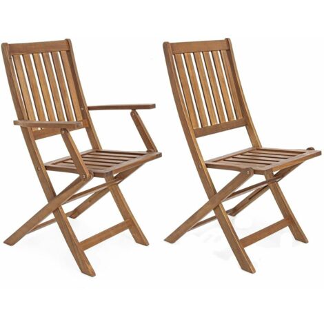 Set 2 sedie pieghevoli in legno di acacia con braccioli Mali YES (1/5)