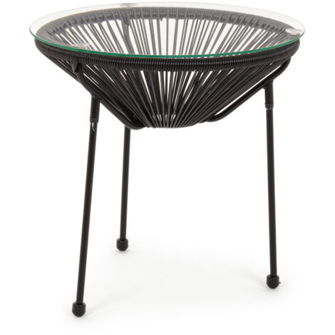Tavolino rotondo da esterno Ø50cm intrecciato a corda Parker YES - Nero