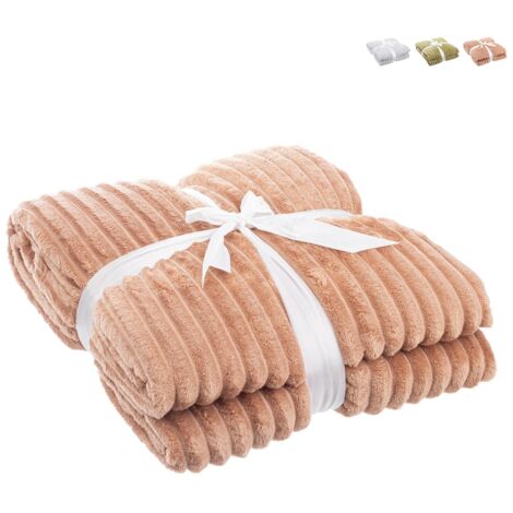 Plaid coperta 150x200 poliestere per camera da letto salotto Rachele - Marrone (1/2)