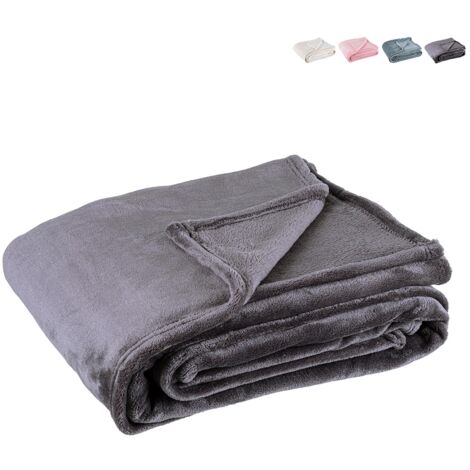 Plaid coperta 150x200cm morbida in poliestere camera salotto Penelope YES - Grigio (1/2)