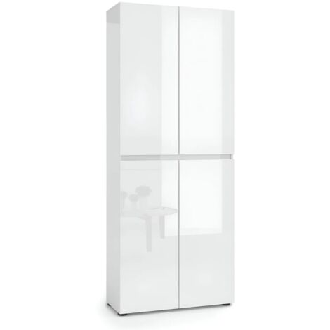Mobile Scarpiera 4 Ante 80x34x200 cm Bianco Lucido (1/5)