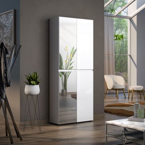 Scarpiera XXL a 4 ante e 2 specchi MISTER Made in Italy cm 90x35x200h (1/5)