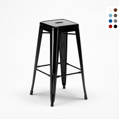 Sgabello Tolix Industrial in acciaio metallo per bar e cucina Steel Up | Nero (1/5)