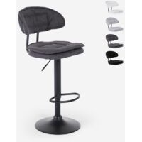 Sgabello bar cucina moderno regolabile tessuto imbottito Nashville - Grigio Scuro