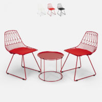 Set tavolo e 2 sedie design da interno ed esterno giardino casa bar Etzy - Rosso