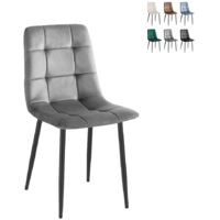 Set di 4 sedie in tessuto effetto velluto grigie
