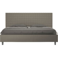 Letto Matrimoniale King size rivestito in Similpelle - SUNNY - Colore: Cappuccino - Tipologia Letto: Con Rete e Contenitore - Dimensione Rete: 180x200
