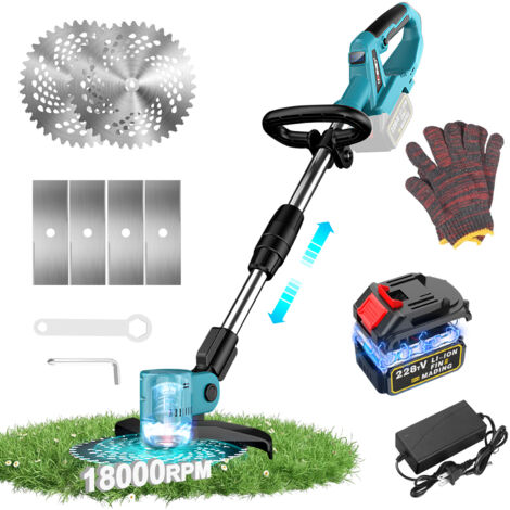 Coupe Bordures Sans Fil, SDLOGAL, Lame de scie de 9 pouces, 2 Types De Lames, Batterie 21V et Chargeur, Manche Télescopique, Tête de Coupe Rotative à 60°, Affichage de la puissance LCD, Vert (1/5)