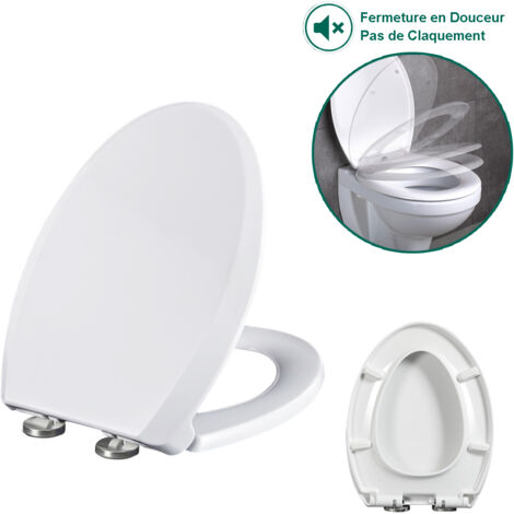 Abattant WC Blanc Ultrixe, Toilette pour Salle de Bain Siège de Toilettes, 45 x 36cm, Blanc (1/5)