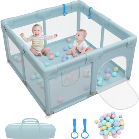 Magicfox – Parc bébé pliable 127 x 127 x 68 cm – Tissu Oxford 300D lavable – 30 boules océaniques – Ventouses antidérapantes pour sécurité