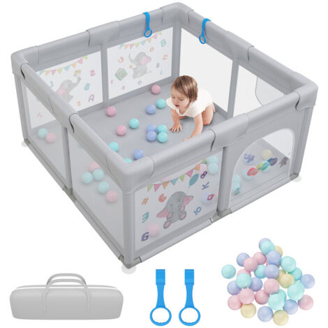 Magicfox – Parc bébé pliable lavable 127 x 127 x 68 cm – Tissu Oxford 300D – Ventouses antidérapantes – 30 boules incluses – Utilisation intérieure/extérieure